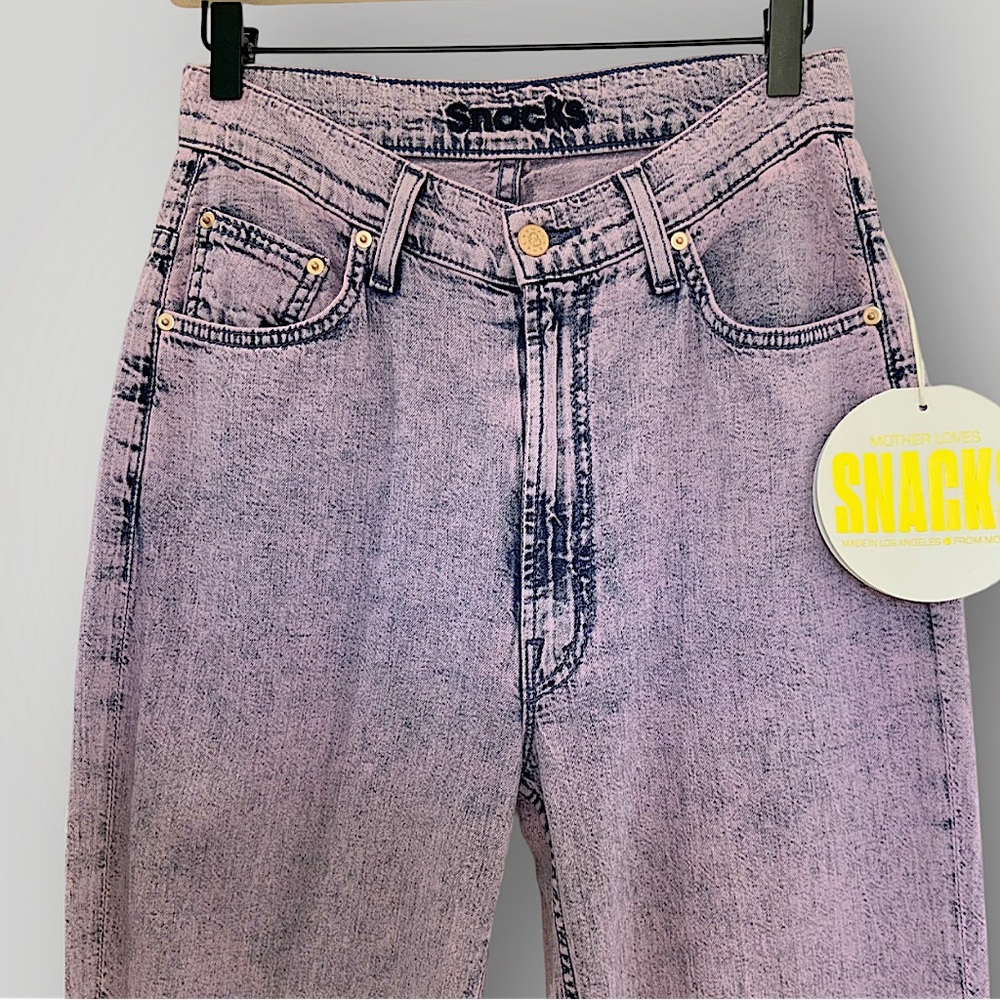 MOTHER SNACKS High Waisted Twizzy Skimp Wash Jeans in Silver Pink NWT - Picture 3 of 11